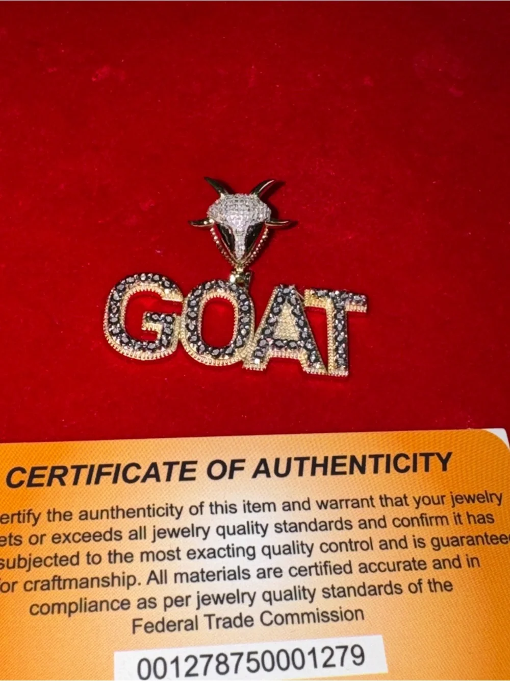 14k Yellow Gold Vermeil, 1ct Genuine Natural Diamond GOAT pendant FREE APPRAISAL